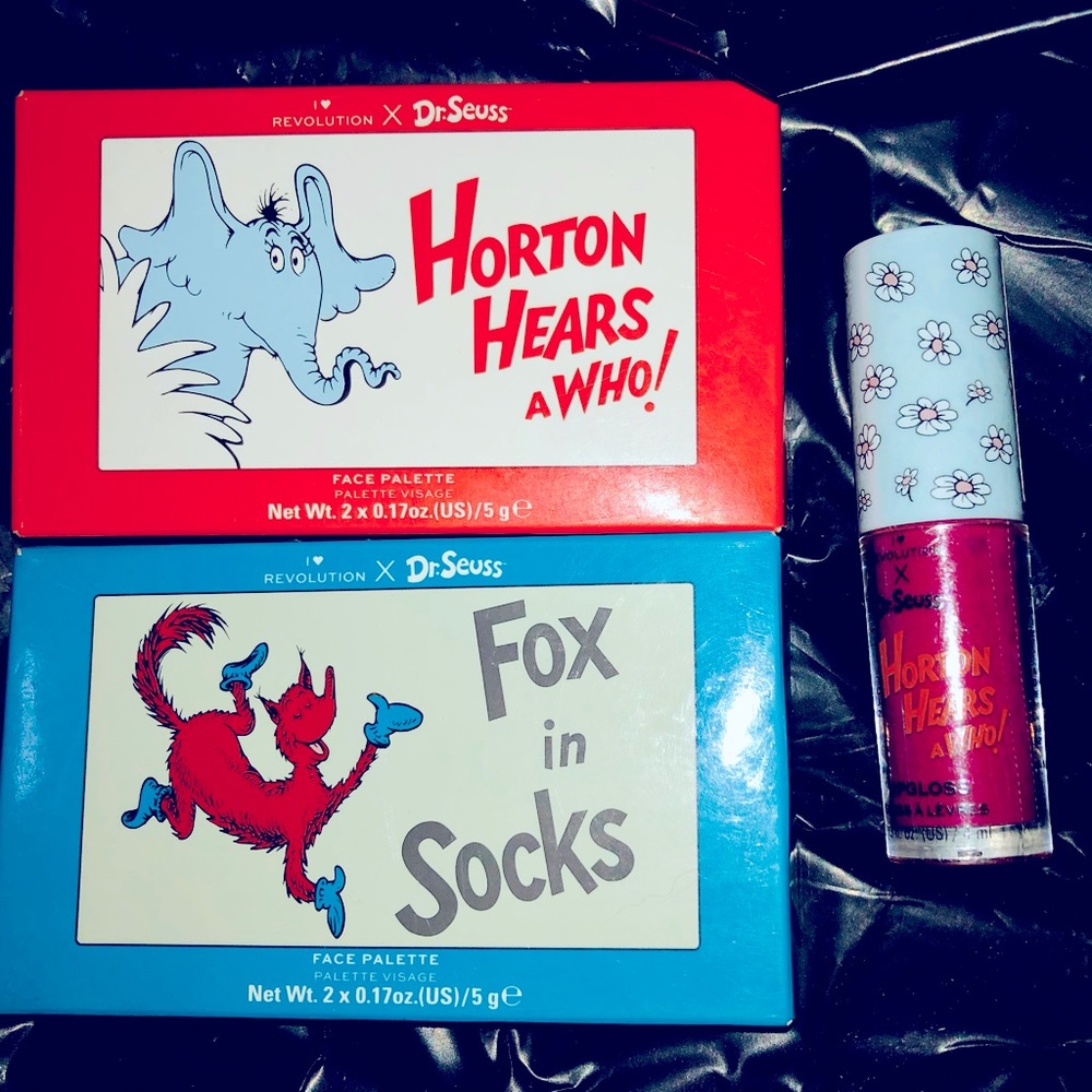 I ♥️ Revolution DR SEUSS FOX & HORTON Bronze & Contour Palette & HORTON LipGloss